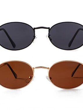 Retro Oval Sunglasses Small Metal Frame UV400 Vintage 90s Trendy Unisex